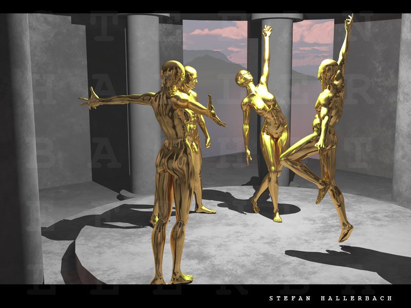 Tempel der goldenen Tänzer, 3D Kunst Stefan Hallerbach