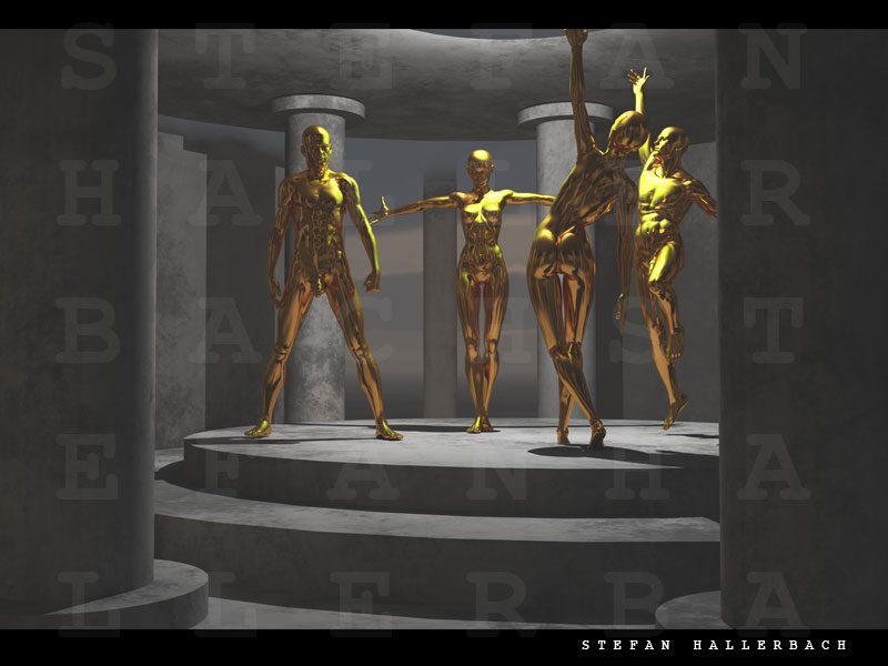 Im Tempel der goldenen Tänzer, 3D Kunst Stefan Hallerbach